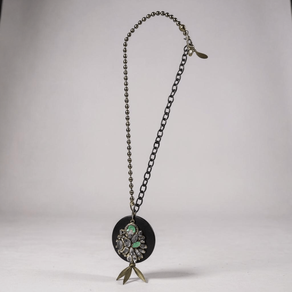 Vintage Bespoke Black Cluster Necklace One of One -