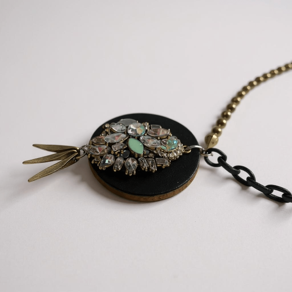 Vintage Bespoke Black Cluster Necklace One of One -