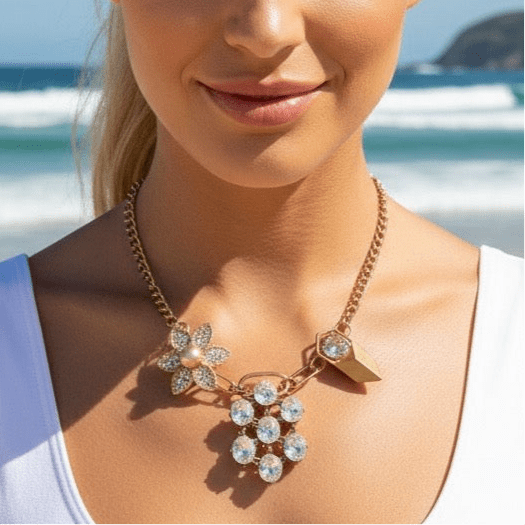 Vintage Bespoke Gold Flower Necklace - Necklace