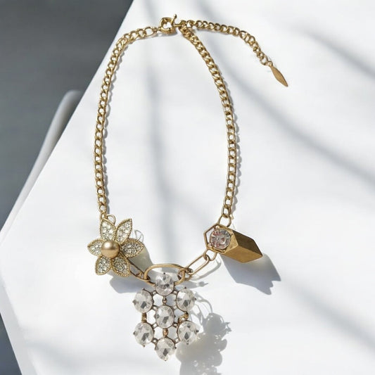 Vintage Bespoke Gold Flower Necklace - Necklace