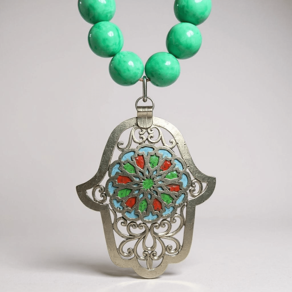 Vintage Bespoke Hamsa 925 Hand Necklace -