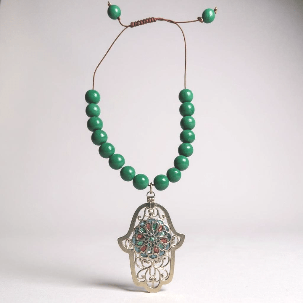 Vintage Bespoke Hamsa 925 Hand Necklace -