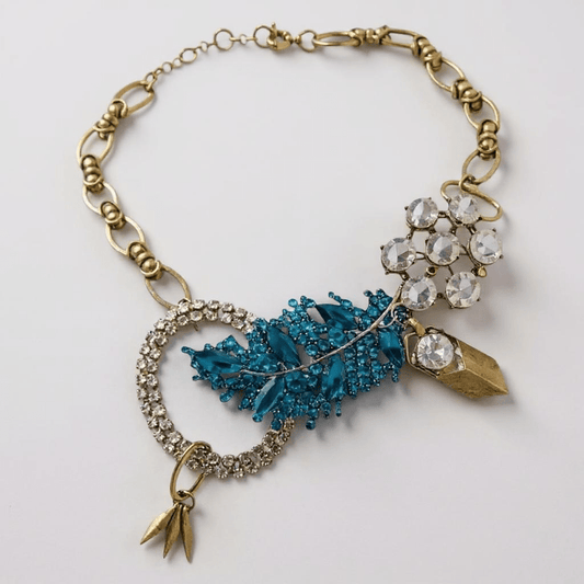 Vintage Bespoke Lagoon Leaf Statement Necklace -
