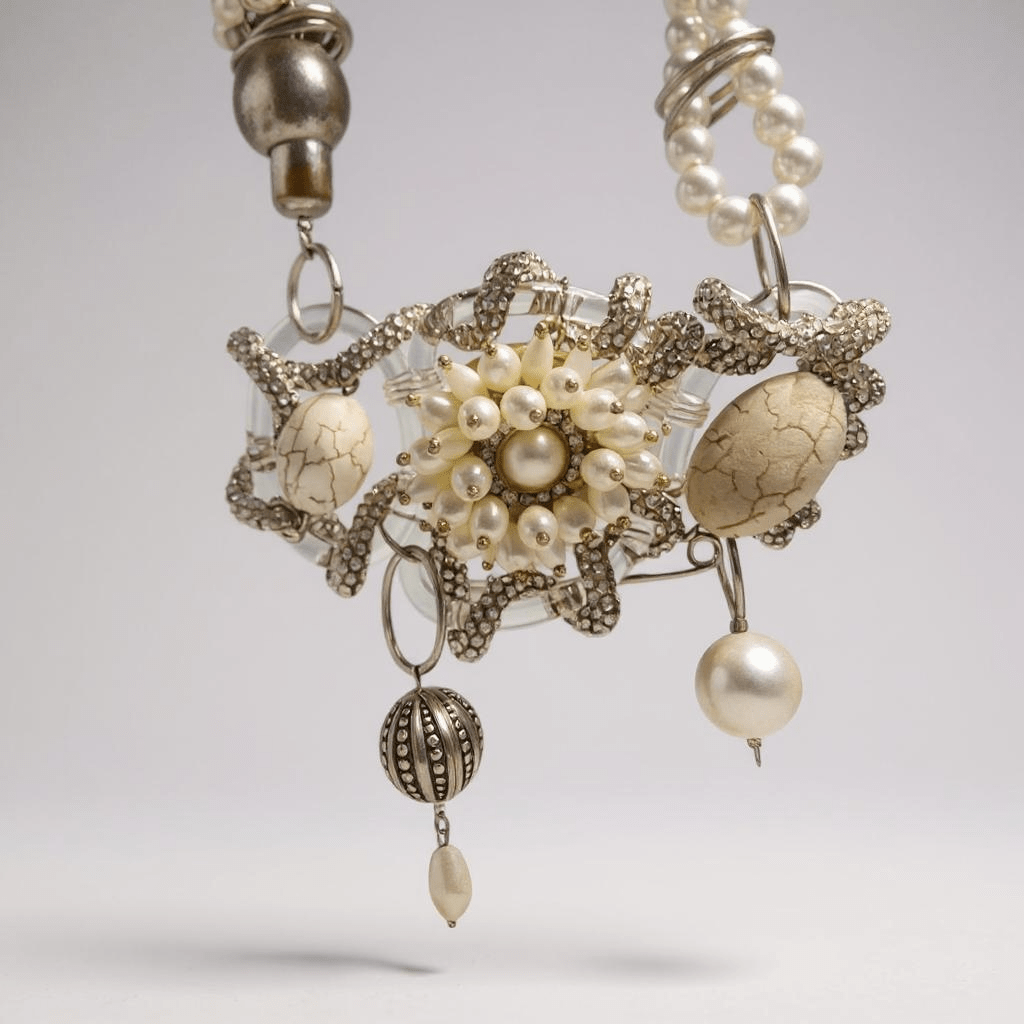 Vintage Bespoke Pearl and Silver Necklace - Necklace