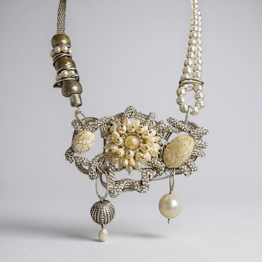 Vintage Bespoke Pearl and Silver Necklace - Necklace