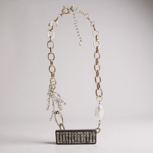 Vintage Bespoke Rectangle Silver and Gold Necklace - Necklace