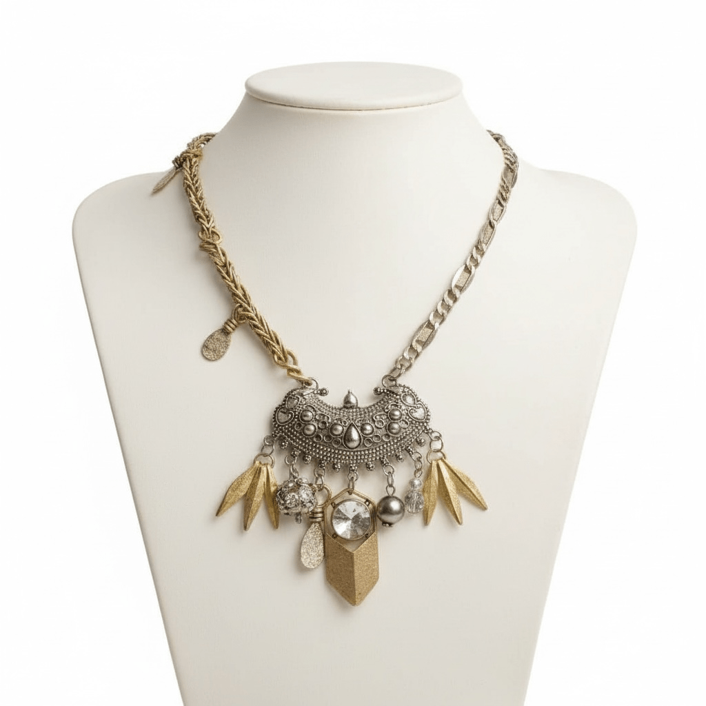 Vintage Bespoke Silver Gold Necklace - Necklace