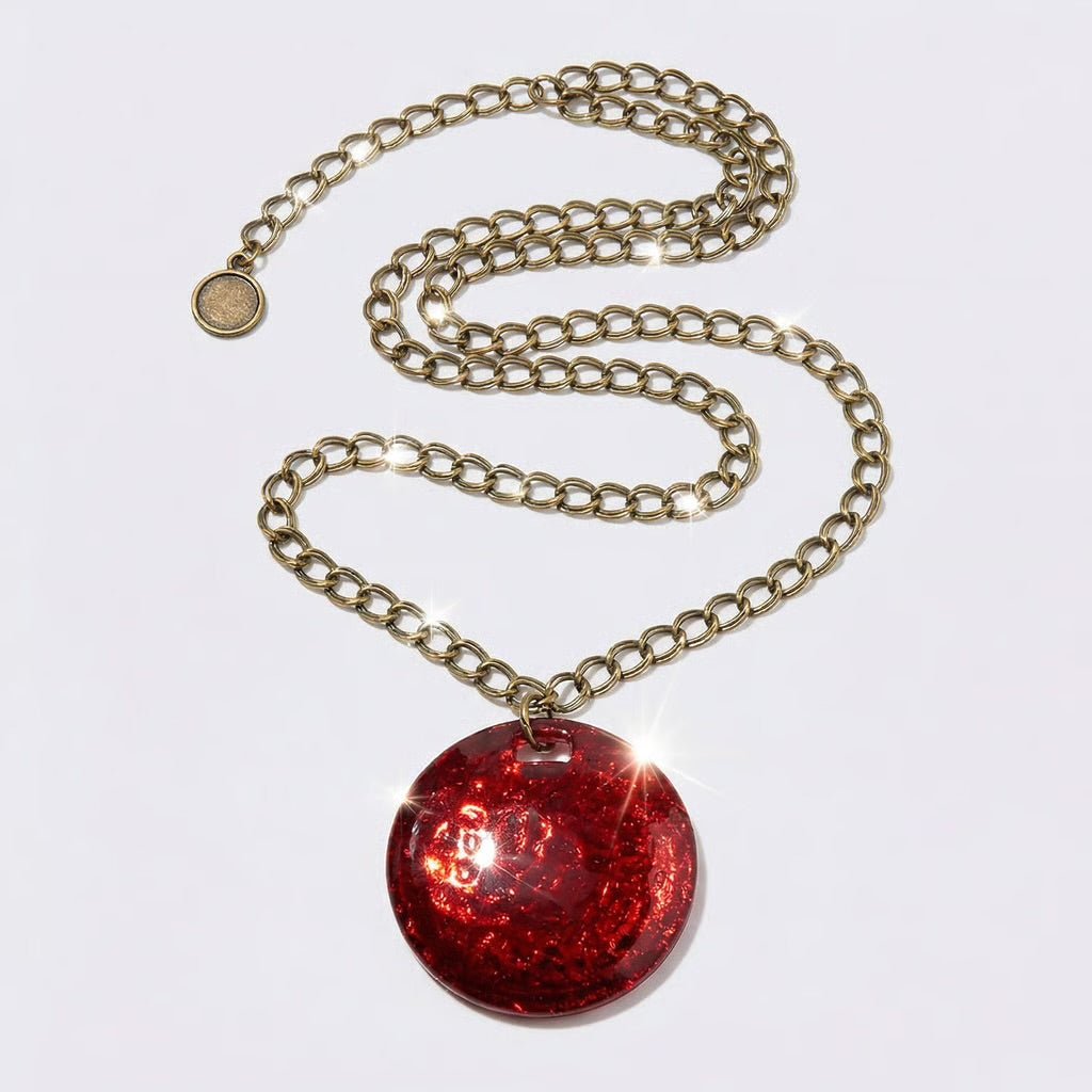 Vintage Red Disc Statement Necklace - Necklace