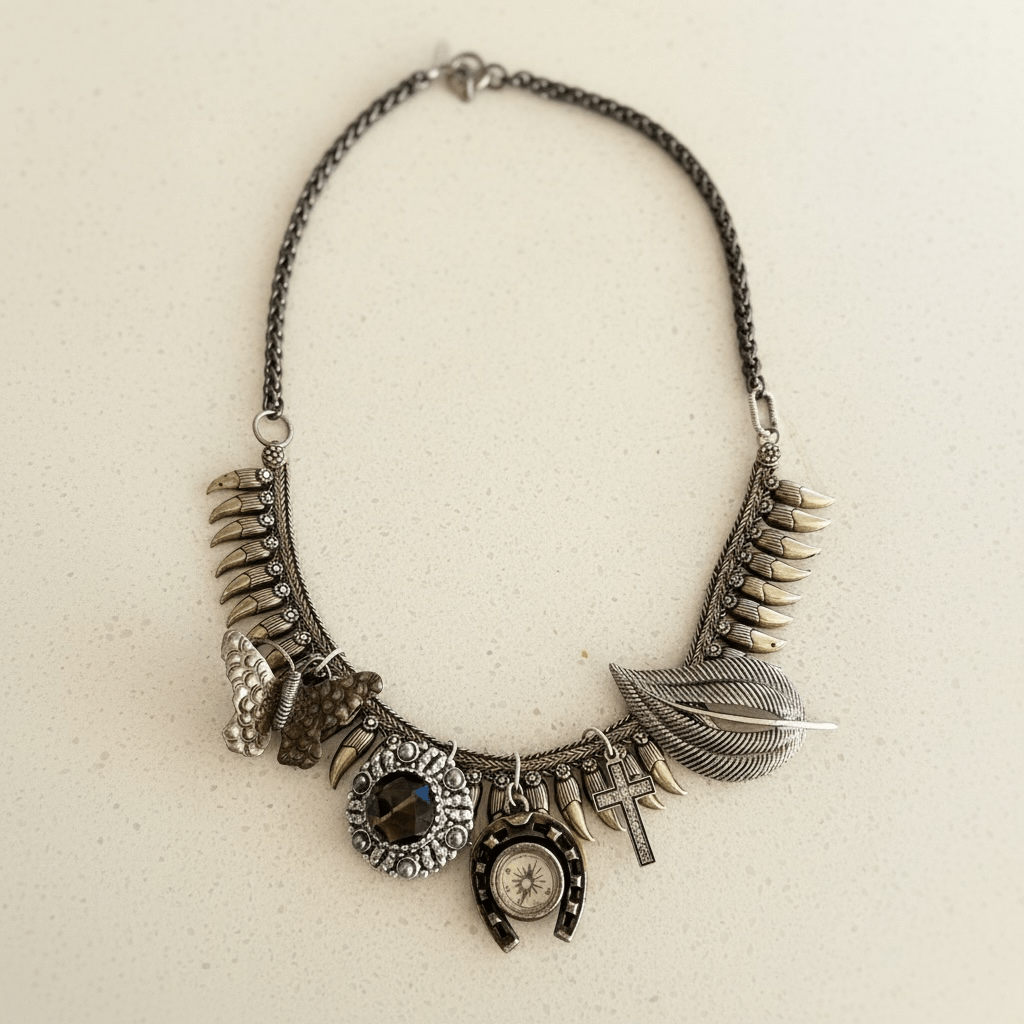 Vintage Sterling Silver Spikes Bespoke Necklace -