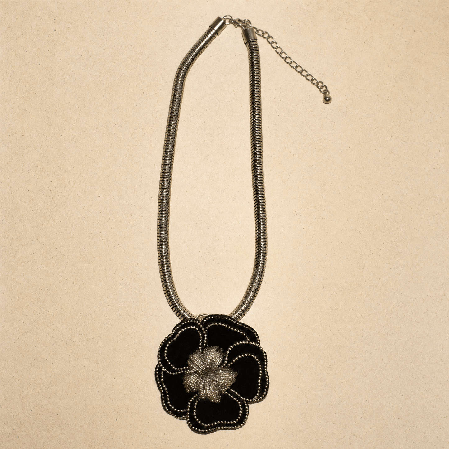 Vintage Velvet Flower Necklace - Necklace