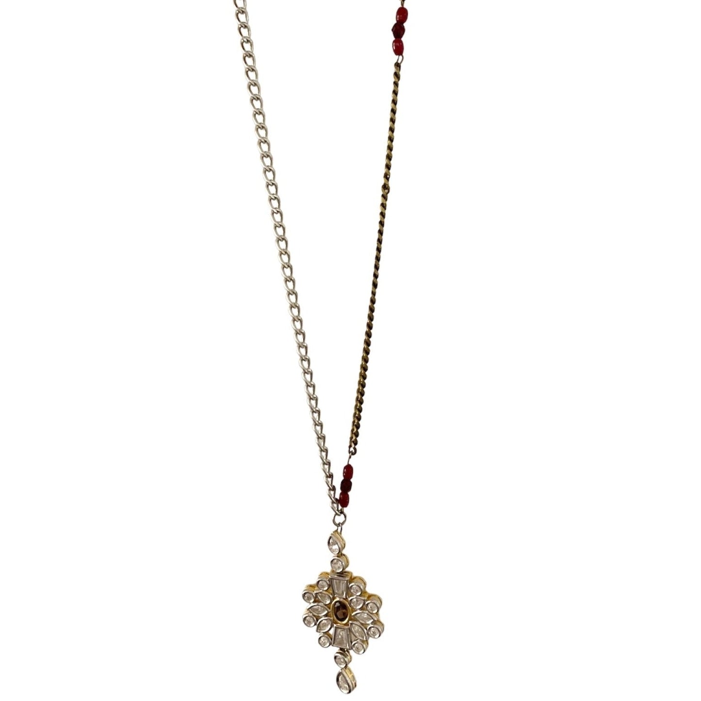 Bespoke 1 of 1 Diwali Crystal Gold Silver Long Necklace-