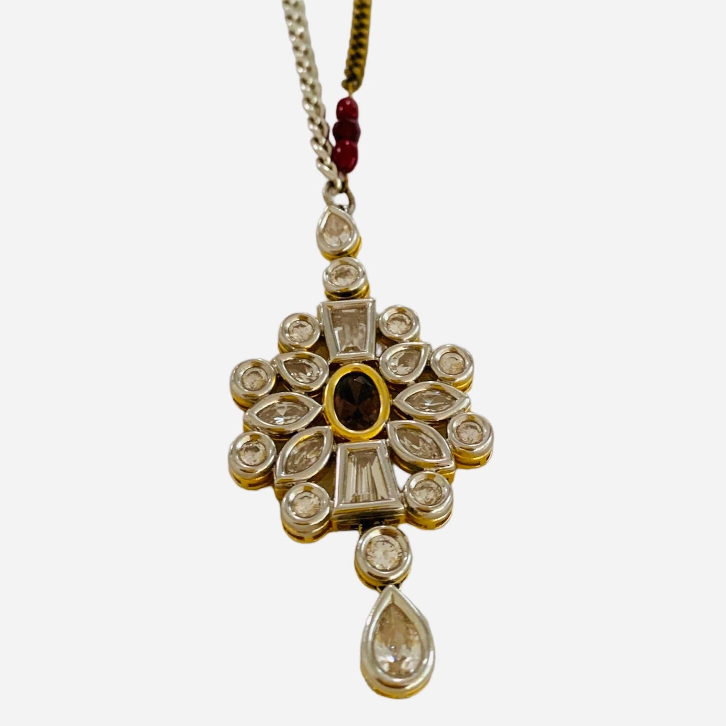 Bespoke 1 of 1 Diwali Crystal Gold Silver Long Necklace-