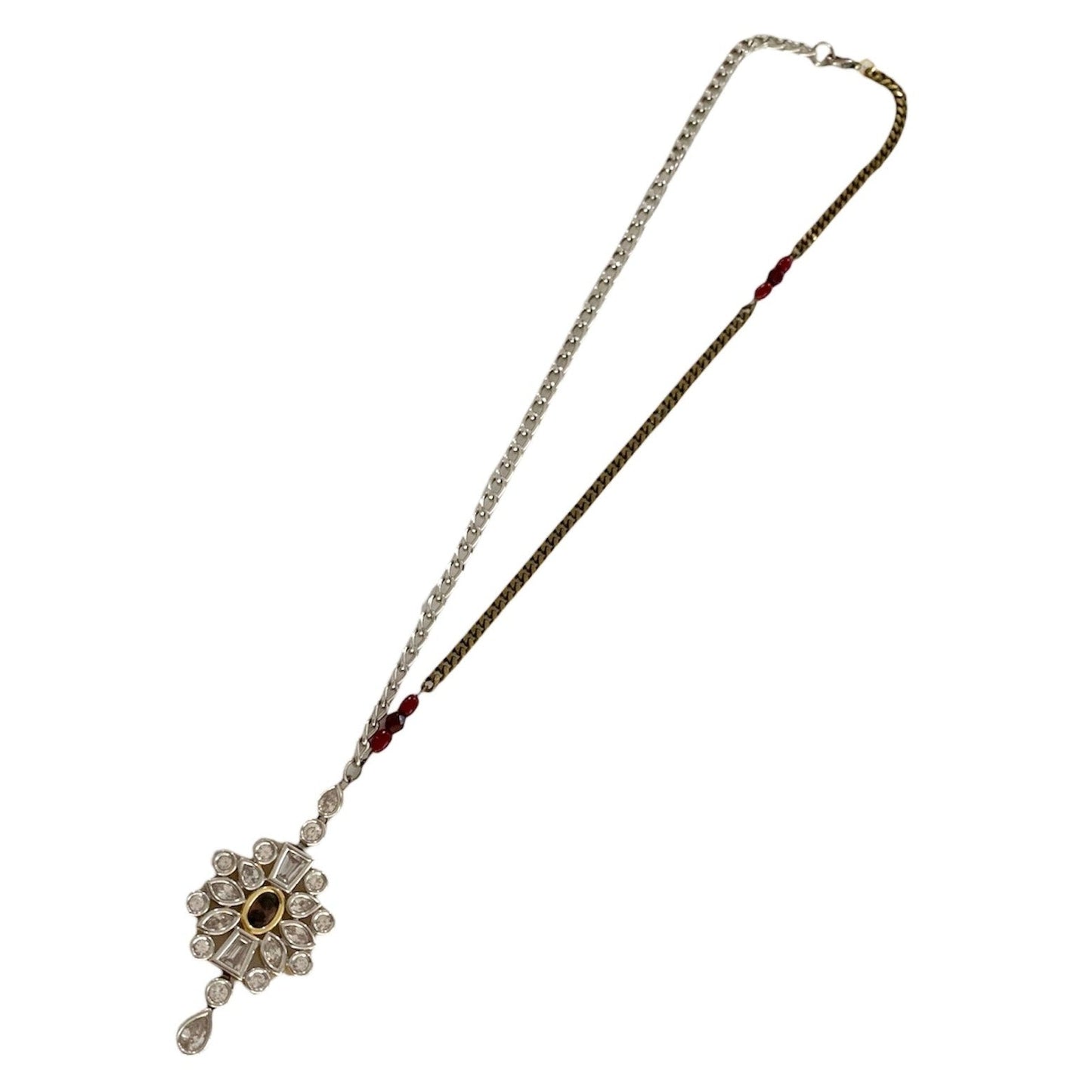 Bespoke 1 of 1 Diwali Crystal Gold Silver Long Necklace-