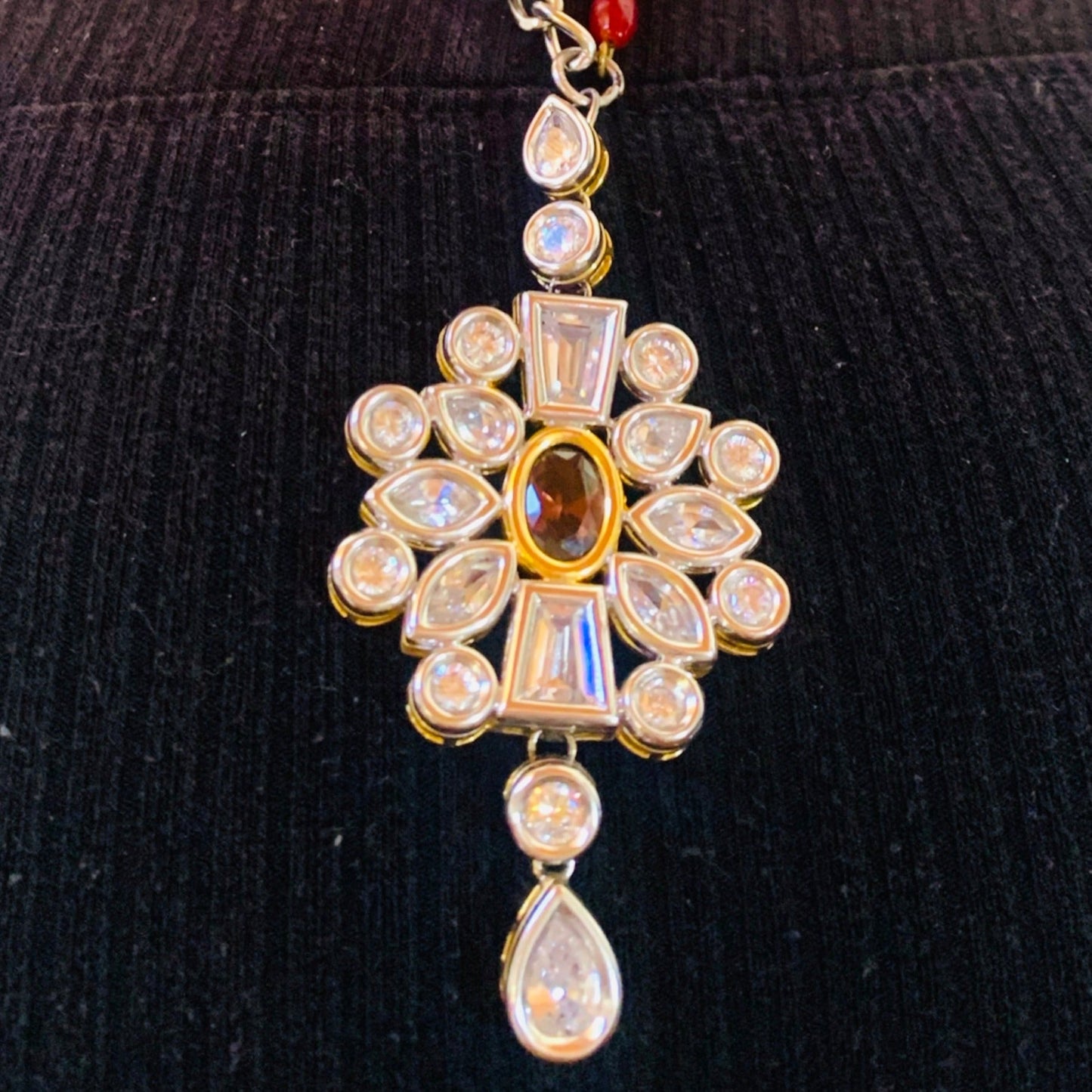 Bespoke 1 of 1 Diwali Crystal Gold Silver Long Necklace-