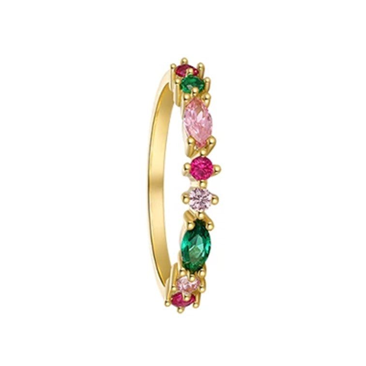 Flowers 18k Gold Plated Sterling Silver Jewelled Ring-earrings
