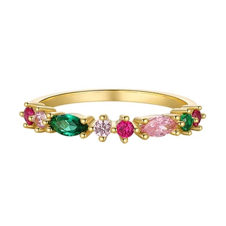 Flowers 18k Gold Plated Sterling Silver Jewelled Ring-earrings