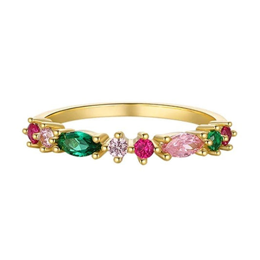 Flowers 18k Gold Plated Sterling Silver Jewelled Ring-earrings