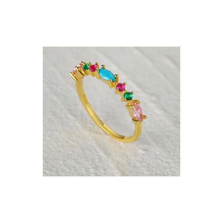 Flowers 18k Gold Plated Sterling Silver Jewelled Ring-earrings