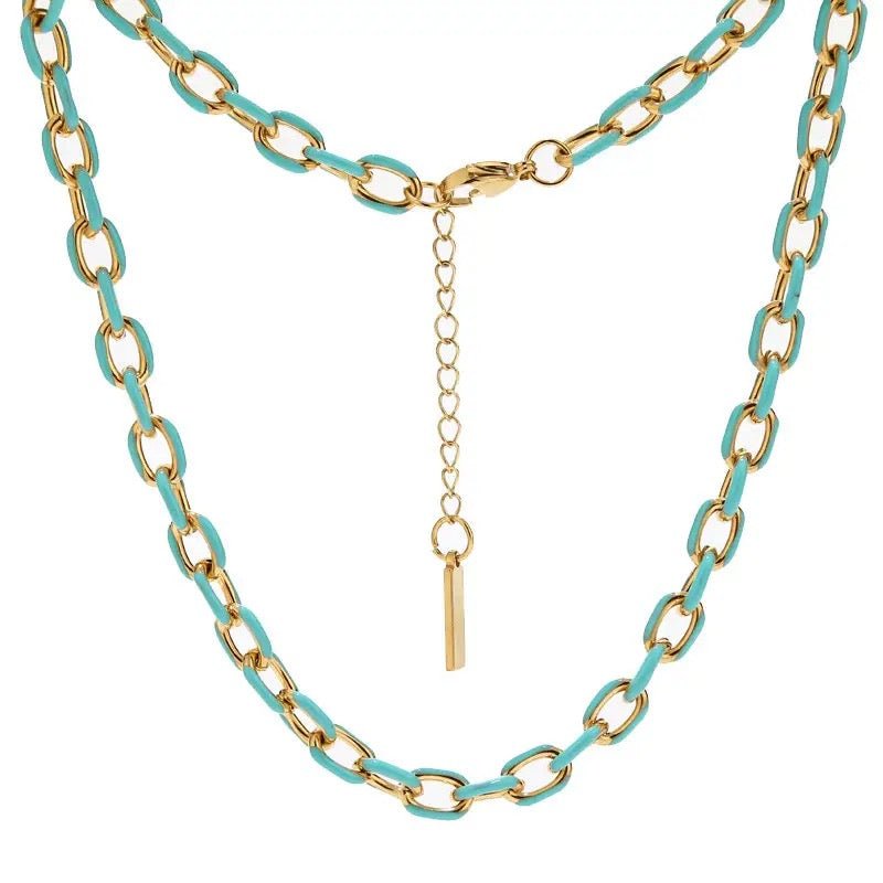 Jolene Enamel and Gold Plated Turquoise Necklace-