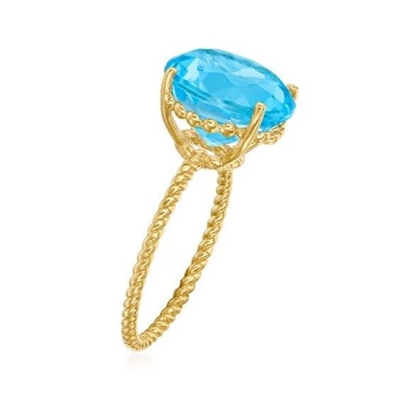 London Calling Aqua Ring 18k Gold Plated 925-