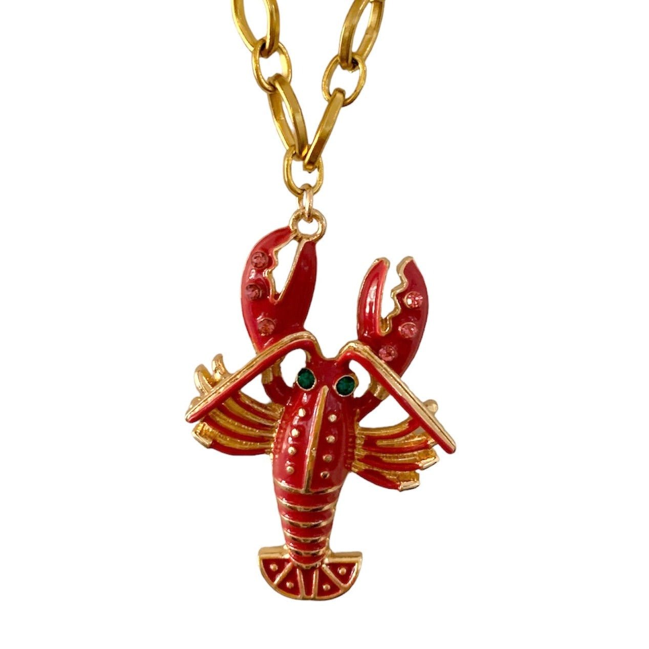 Rock Lobster Pink Gold Necklace-