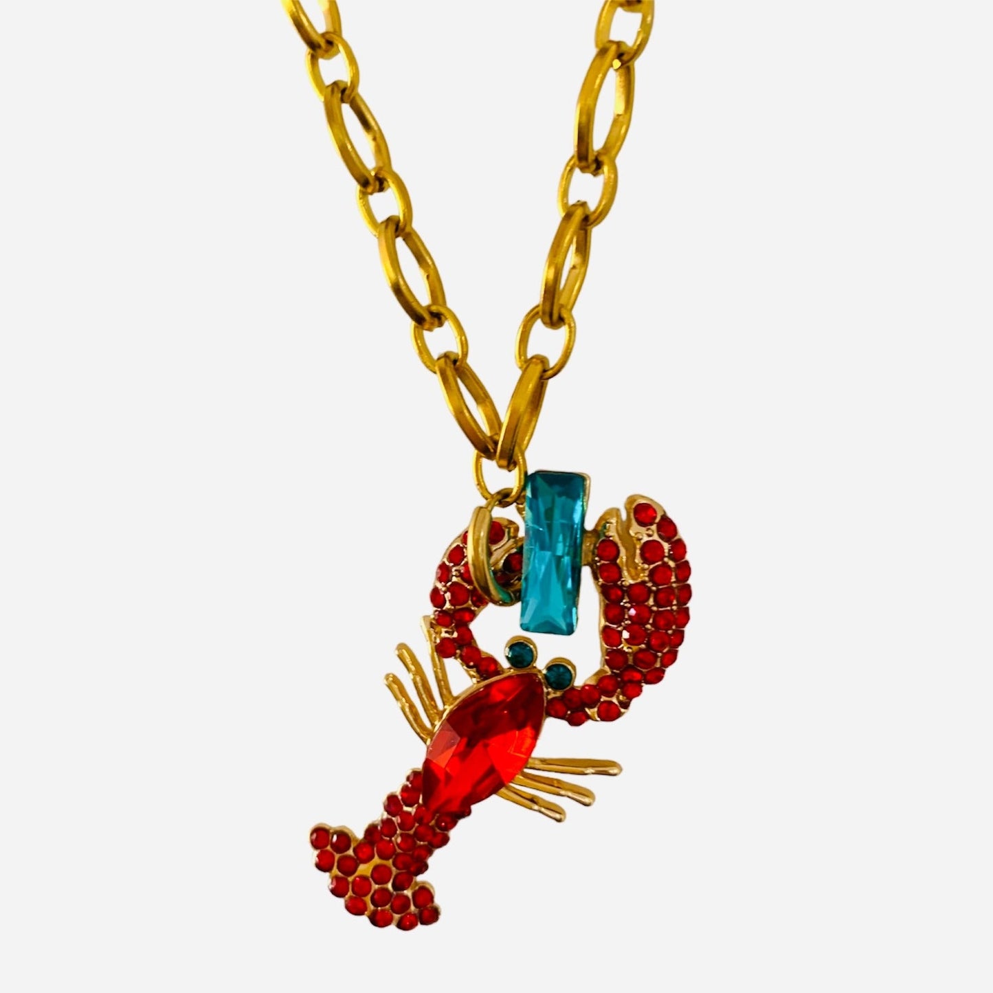 Rock Lobster Red Gold Necklace-