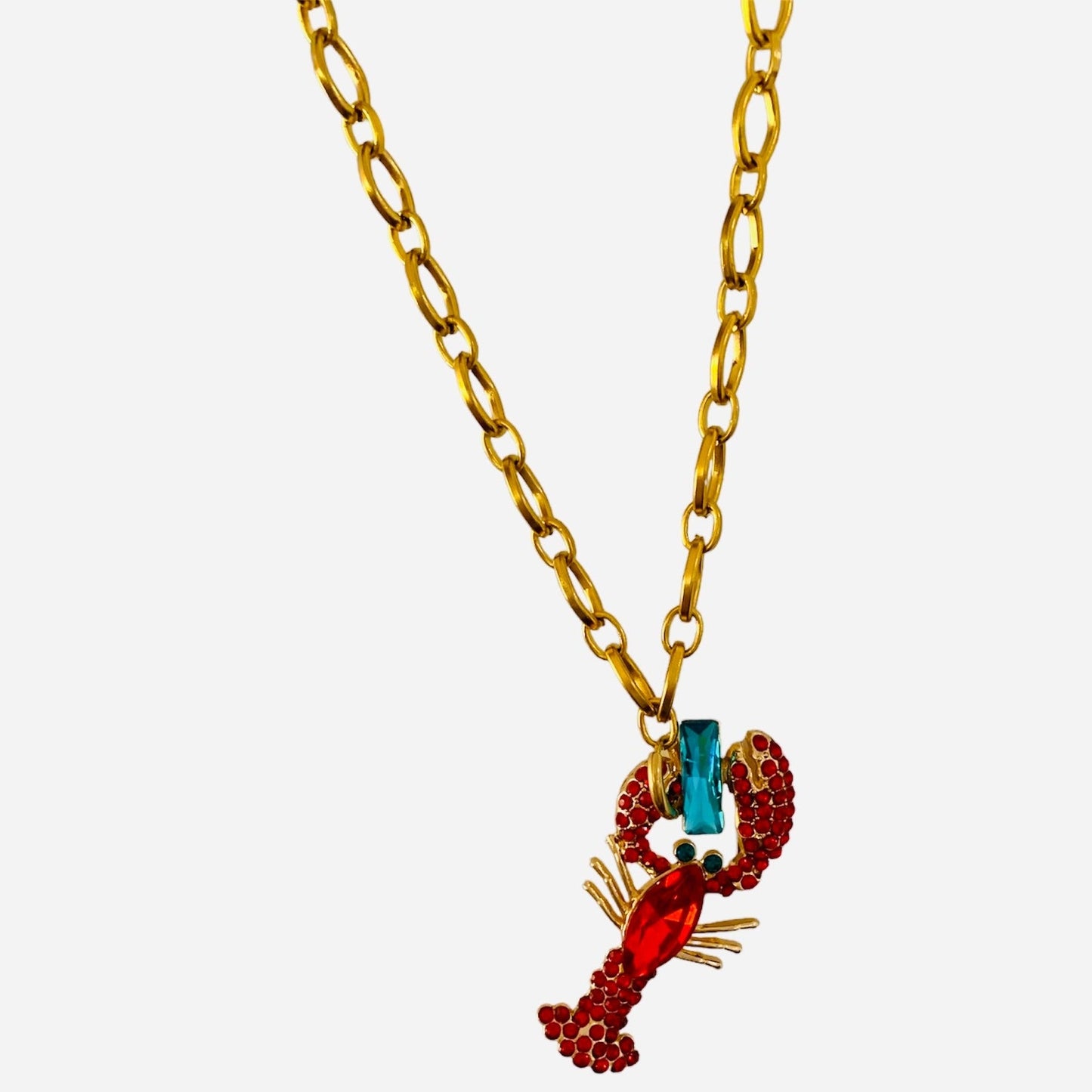 Rock Lobster Red Gold Necklace-