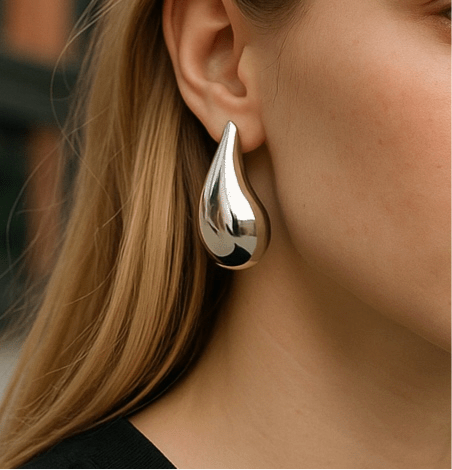 Teardrop Large Silver Earrings