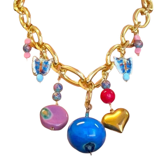 1 of 1 Ball and Chain Mega Charm Gold Necklace-