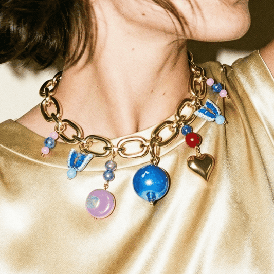 1 of 1 Ball and Chain Mega Charm Vintage Gold Necklace - 