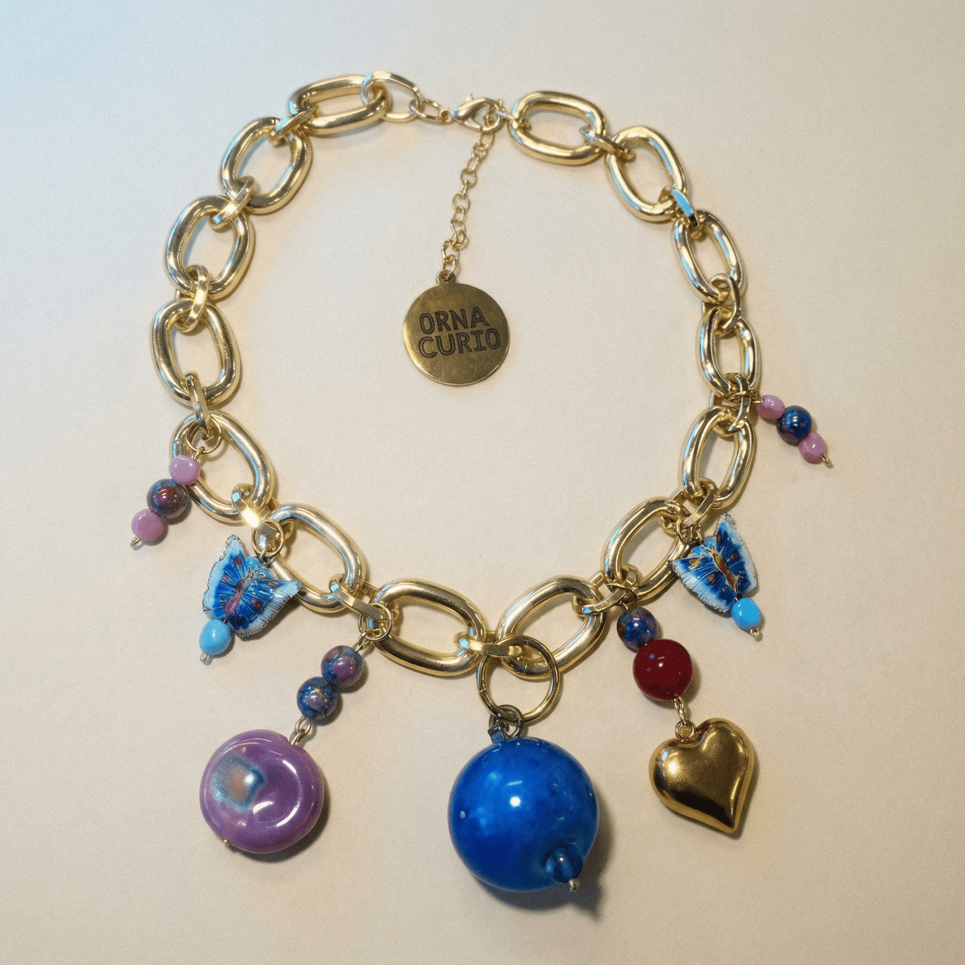 1 of 1 Ball and Chain Mega Charm Vintage Gold Necklace - 