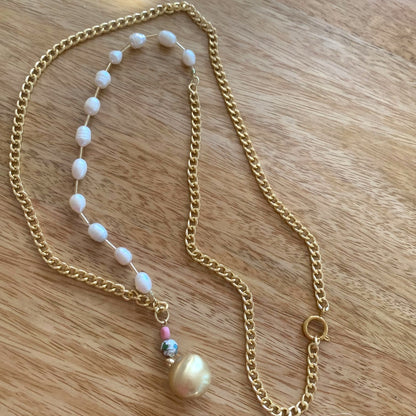 1 of 1 Bespoke Pearl and Gold Multiwear Statement Necklace-Necklace
