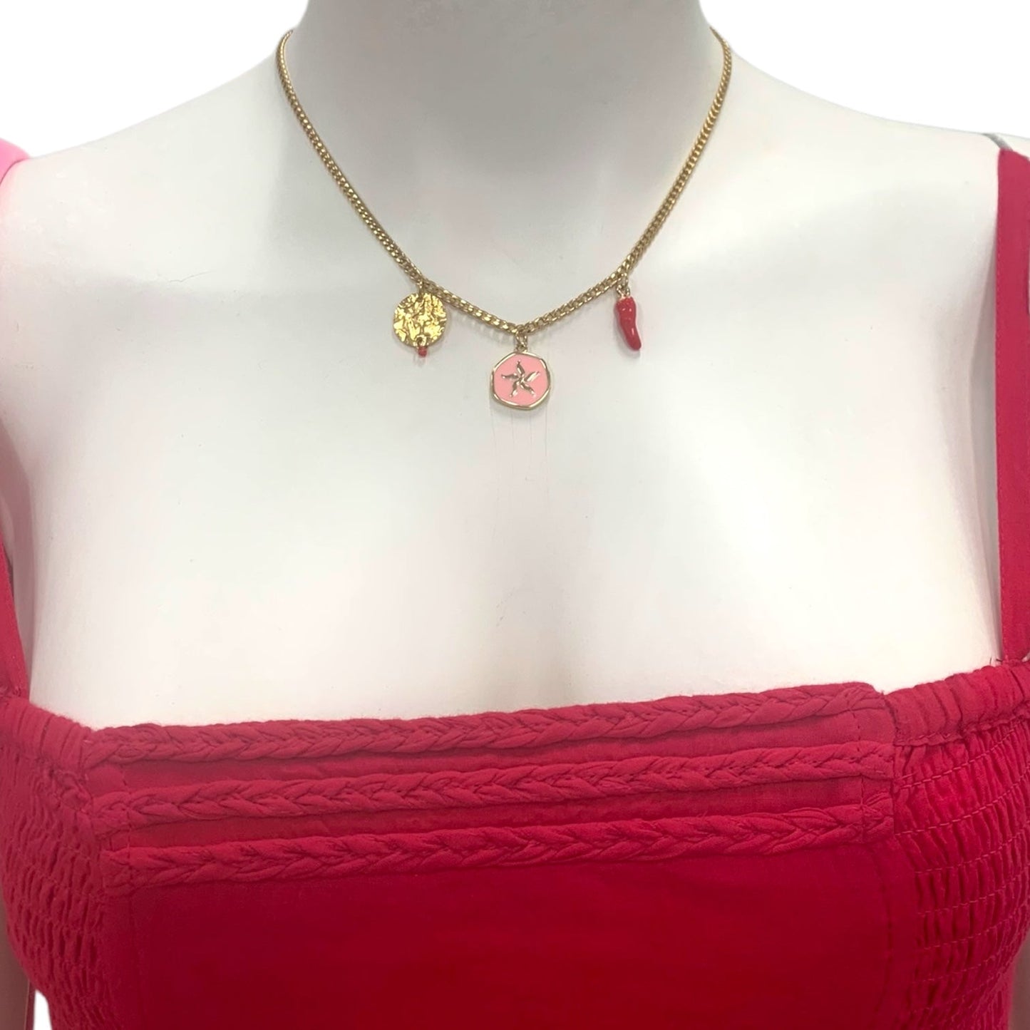 1 of 1 Chilli Cherish Gold Charm Statement Necklace-Necklace