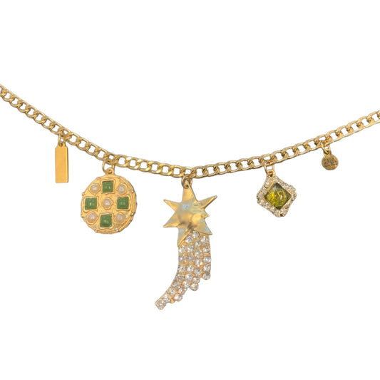 1 of 1 Gold and Moss Charm Necklace-Necklace