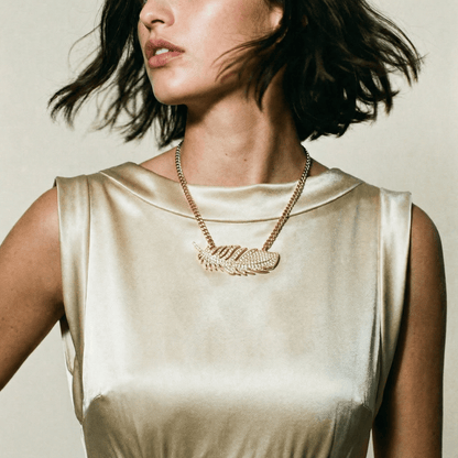 1 of 1 Gold Plated Leaf Statement Necklace - 