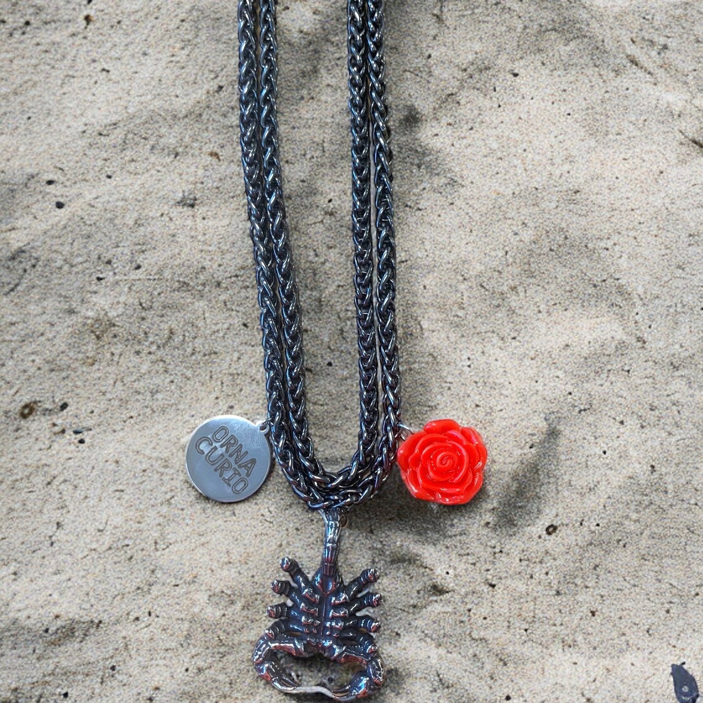 1 of 1 Gunmetal Scorpion Charm Necklace-
