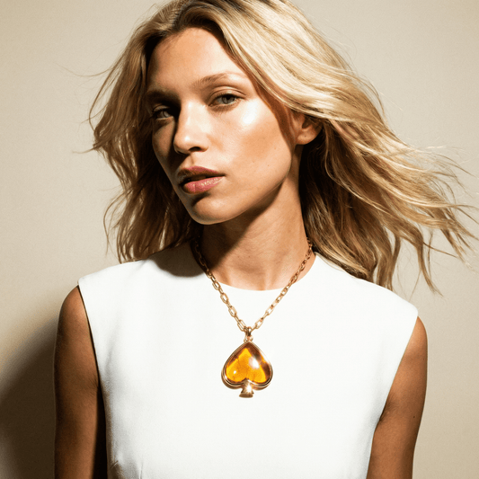 1 of 1 Long Gold and Orange Resin Necklace - Necklace