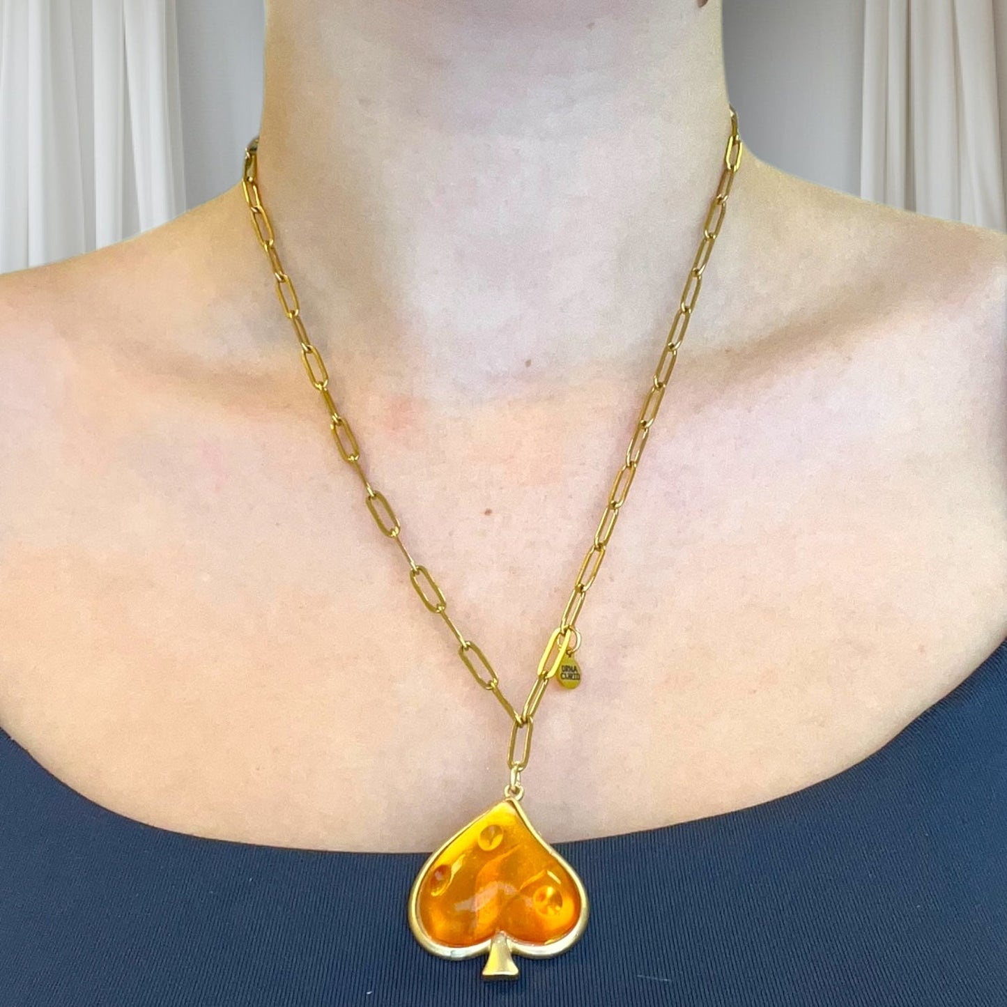 1 of 1 Long Gold and Orange Resin Necklace-Necklace