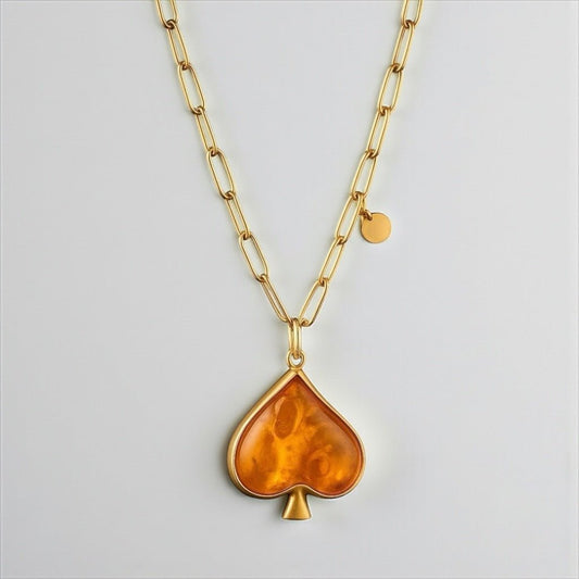 1 of 1 Long Gold and Orange Resin Necklace - Necklace