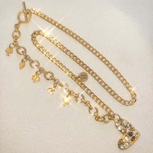 1 of 1 Long Gold Crystal Heart Necklace - Necklace