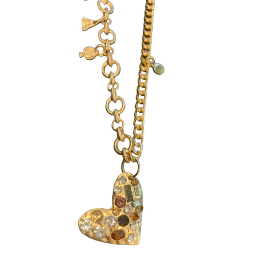 1 of 1 Long Gold Crystal Heart Necklace-Necklace