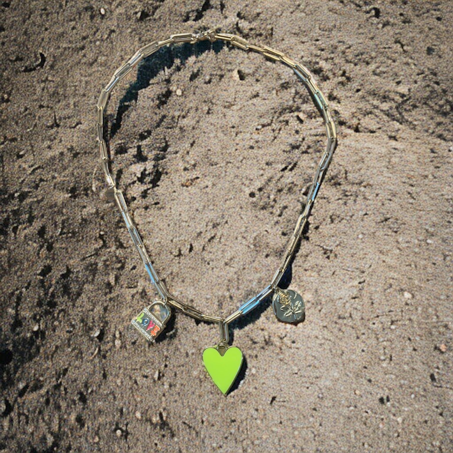 1 of 1 Neon Yellow Love Charm Statement Necklace-Necklace