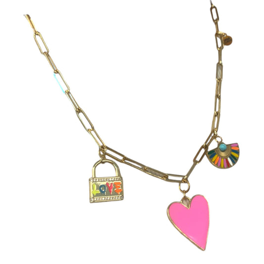 1 of 1 Pink Love Charm Statement Necklace-Necklace