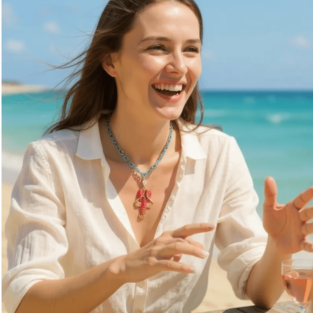 1 of 1 Rock Lobster Turquoise Statement Necklace - 