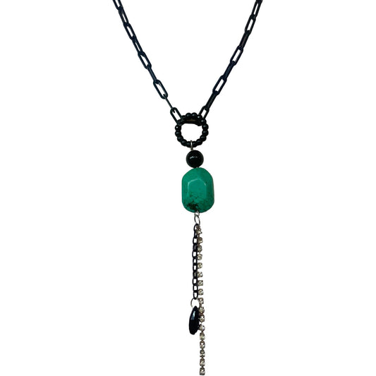 1 of 1 Turquoise and Black Long Statement Necklace-