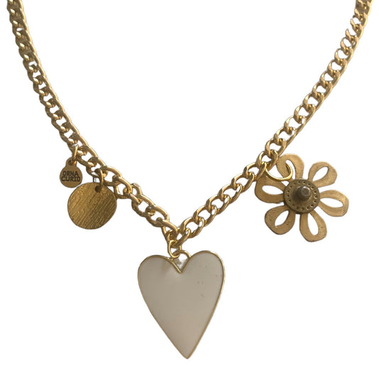 1 of 1 White Heart Charm Statement Necklace-