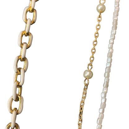 1 of 1 White, Pearl, Shell and Gold Long Statement Necklace-