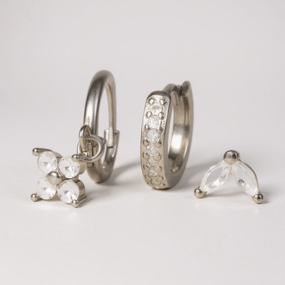 3 Piece Earrings Silver or Gold Set (more colours) - 