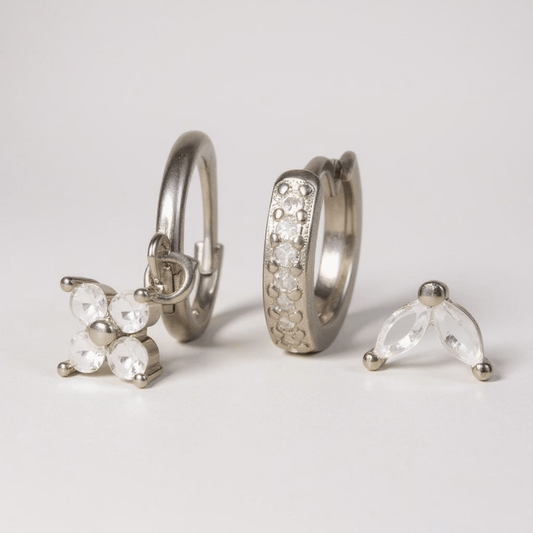 3 Piece Earrings Silver or Gold Set (more colours) - 