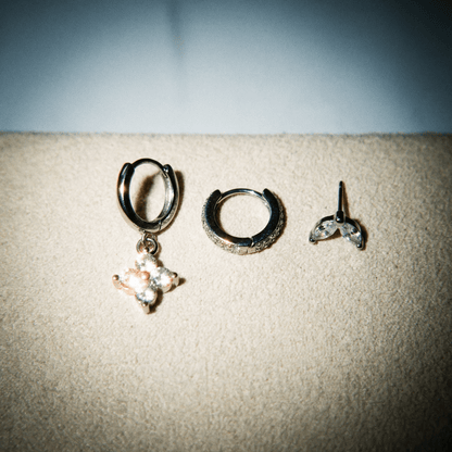 3 Piece Earrings Silver or Gold Set (more colours) - 